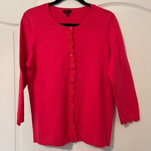 Talbots Coral Scalloped Hem Cardigan Large